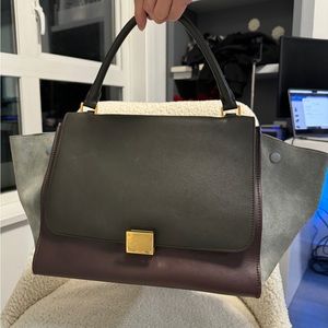 Celine Trapeze two tone hand bag and shoulder bag
